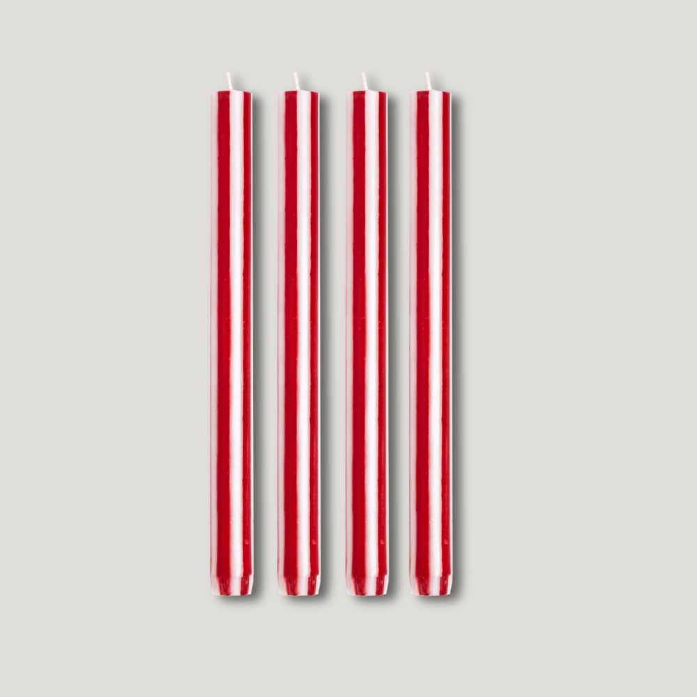 YOD & CO Stripe Dinner Candle Set - Red / White