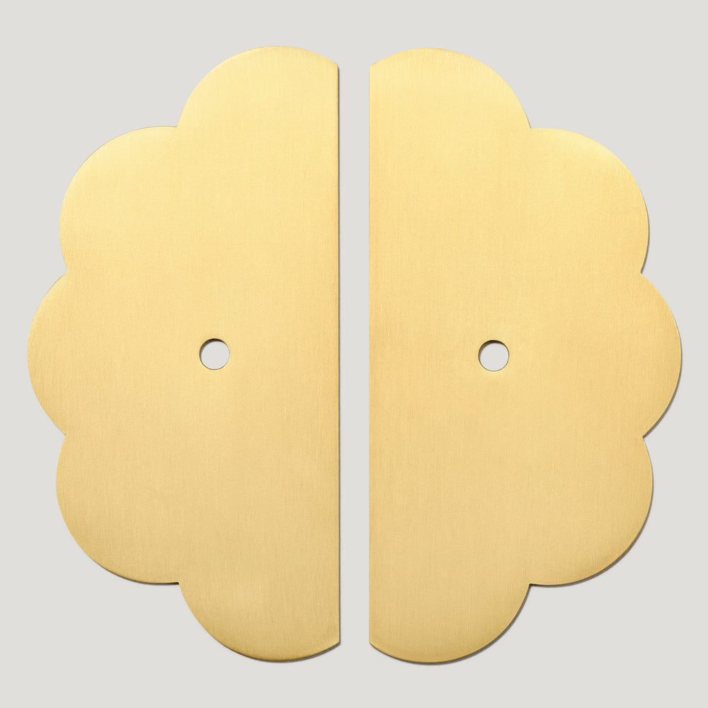 ADA Split Scallop Knob Backplates - Brass