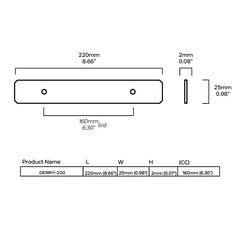 Plank Hardware Cabinetry DERRY Handle Backplate - Mottled Aluminium