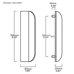 Plank Hardware Cabinetry 160mm (128mm CC) FOLD Long D Shape Front Mounted Handle - Aged Brass