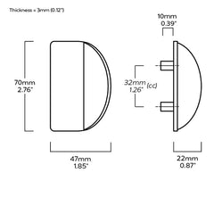 Plank Hardware Cabinetry 70mm (32mm CC) FOLD Short D Shape Front Mounted Handle - Brass