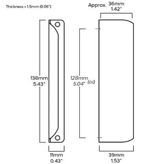 Plank Hardware Cabinetry 138mm (128mm CC) JUDD Edge Pull Handle - Brass