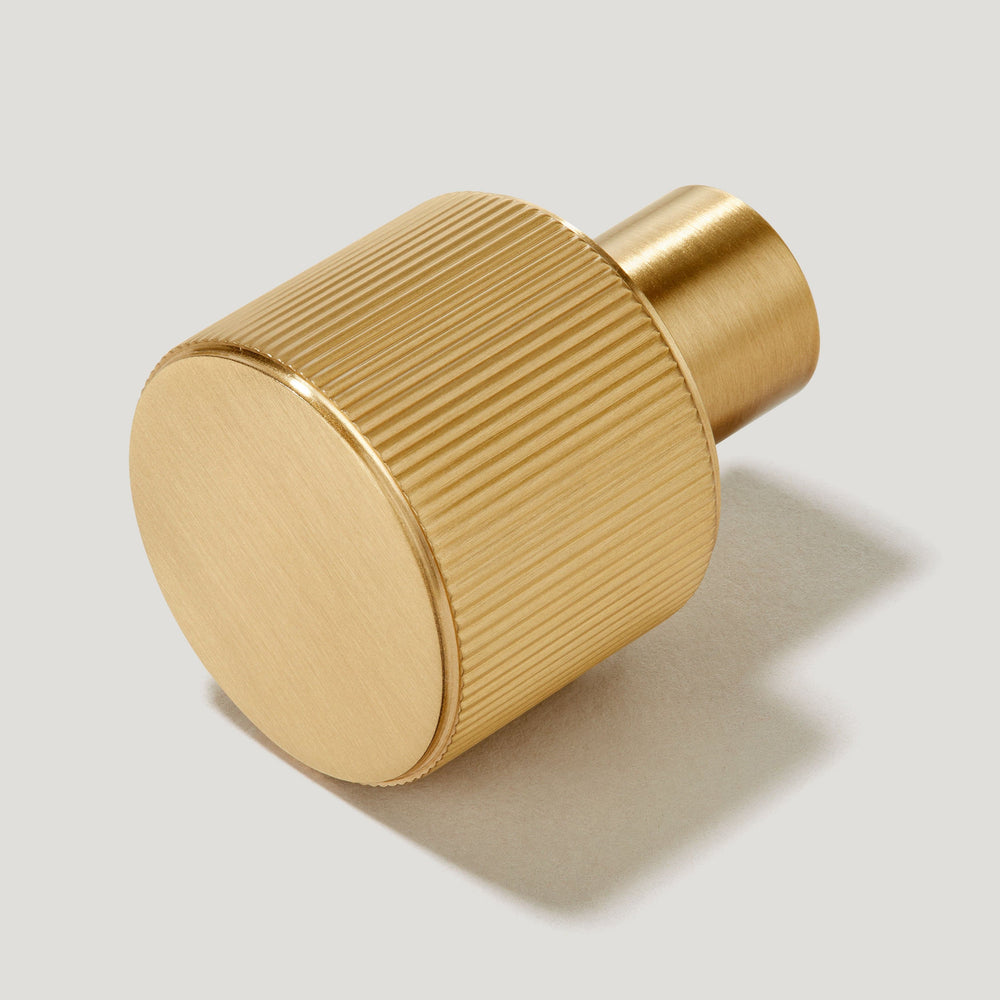 LENNON Grooved Button Knob - Brass