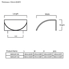 Plank Hardware Cabinetry MERCURY Curved Lip Pull Handle - Black