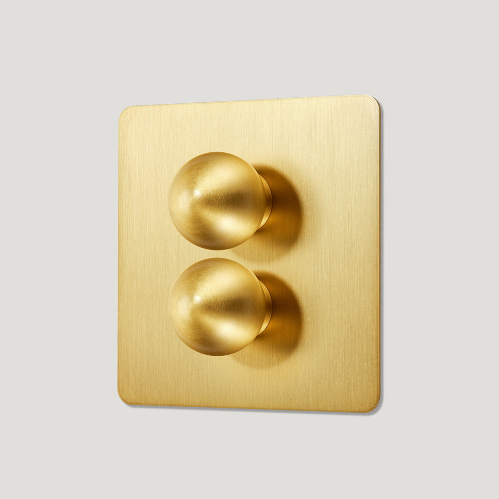 BOBBIN 2G Dimmer Light Switch - Brass