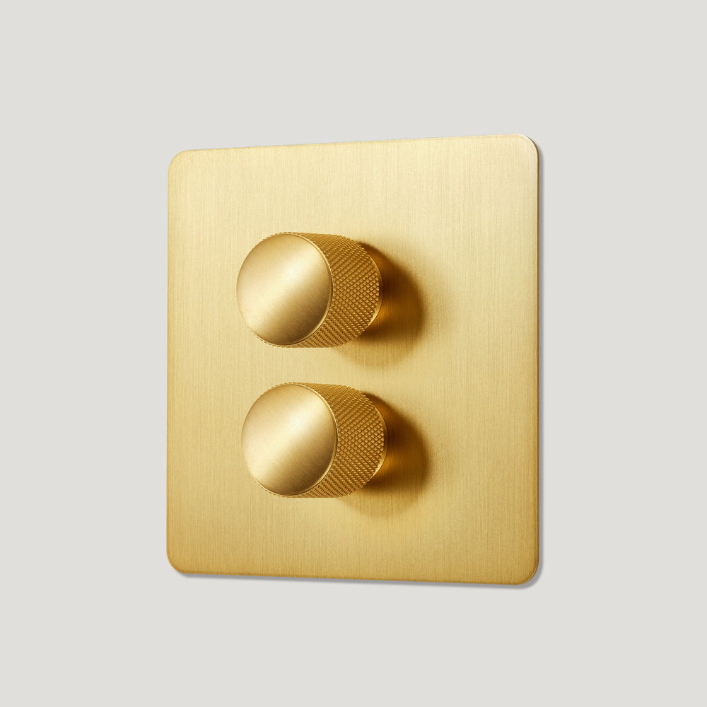 KEPLER 2G Knurled Dimmer Light Switch - Brass