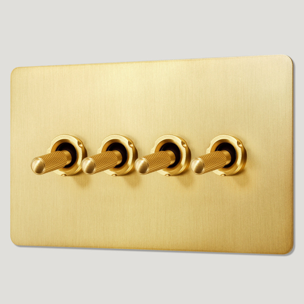 KEPLER 4G Two Way Knurled Toggle Light Switch - Brass