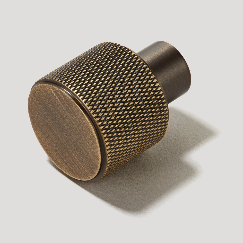 REVILL Knurled Button Knob - Antique Brass