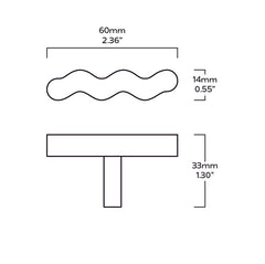 Plank Hardware Hidden SQUIGGLE Single T Bar - Brass