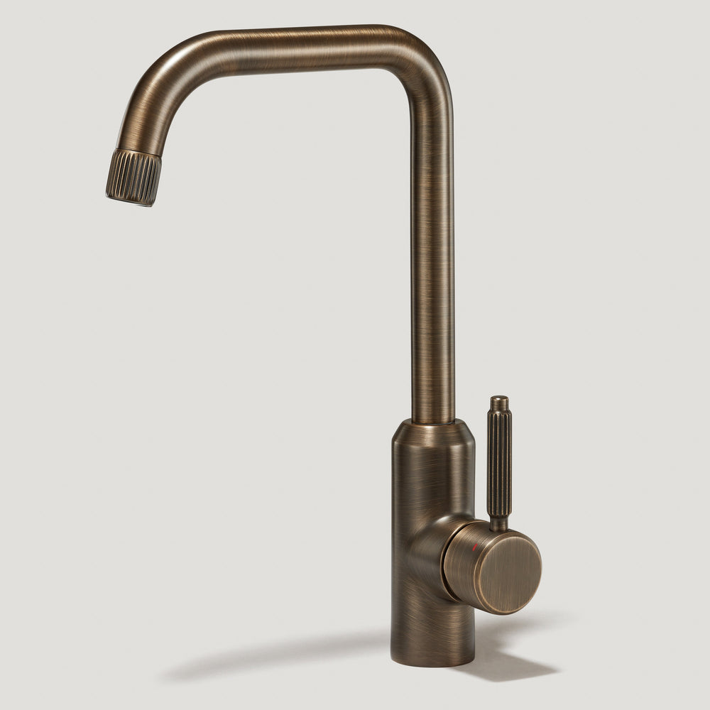 ARMSTRONG Grooved Kitchen Mixer Tap - Antique Brass