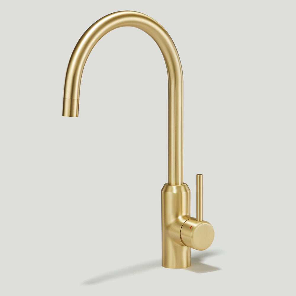 PORTMAN Smooth Kitchen Mixer Tap - Brass