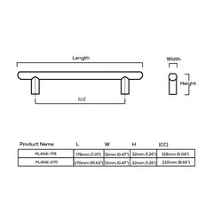 Plank Hardware Handles & Knobs PLANE Minimalist T-Bar Handle - Stainless Steel