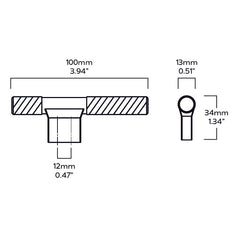 Plank Hardware Handles & Knobs 100mm (15mm CC) SCOTT Swirled Handle - Black